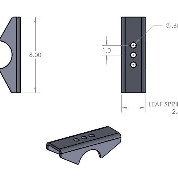 Standard Spring Perches, 3.0" Axle Tube 2.5" Wide