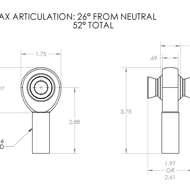 3/4" Rod End Right Hand (16 TPI)
