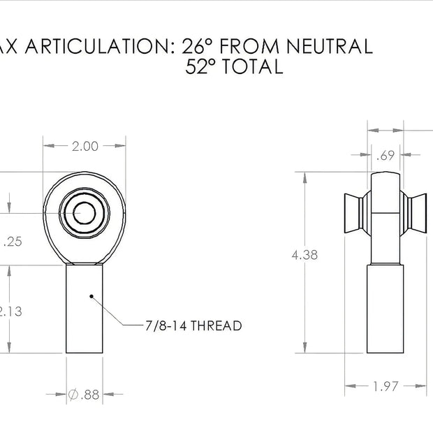 7/8" X 3/4" Rod End Left Hand (14 TPI)