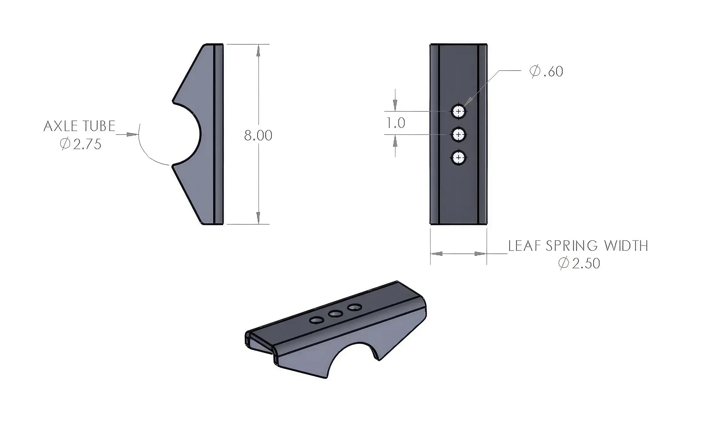 Dana 44HD Spring Perches, 2.5