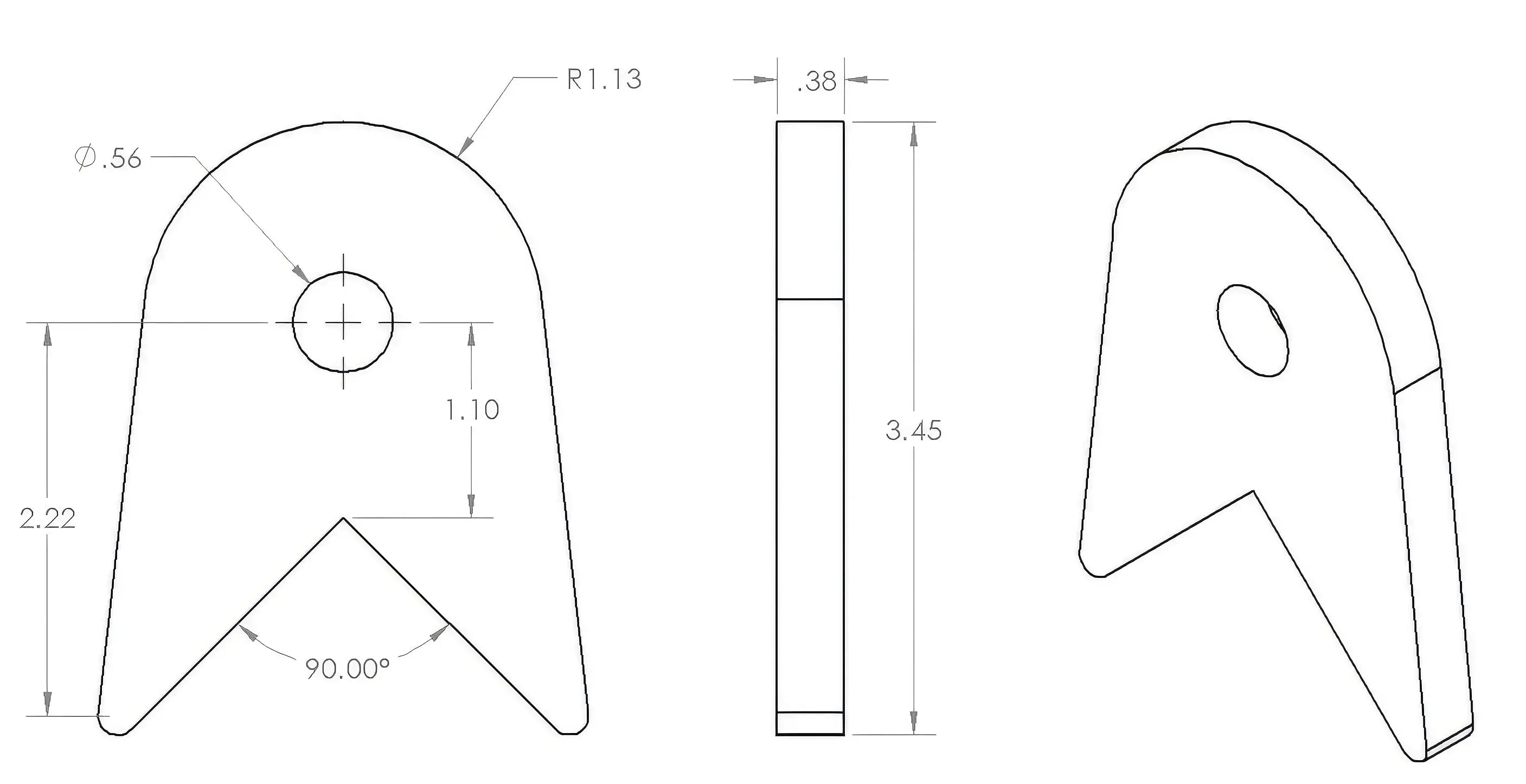 90 Degree Short Link Tab