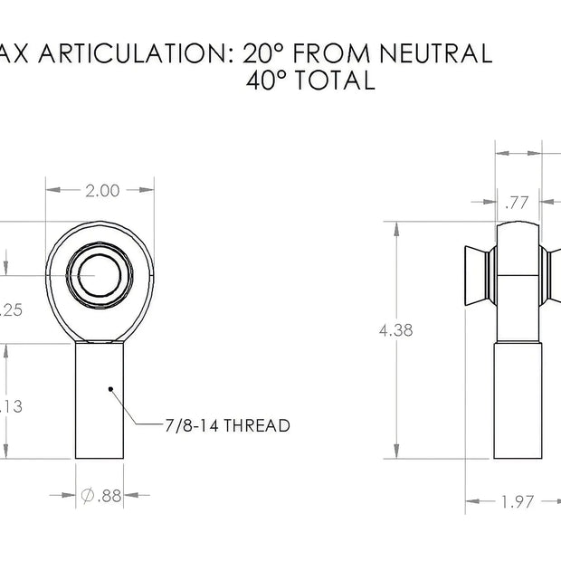 7/8" X 7/8" Rod End Left Hand (14 TPI)