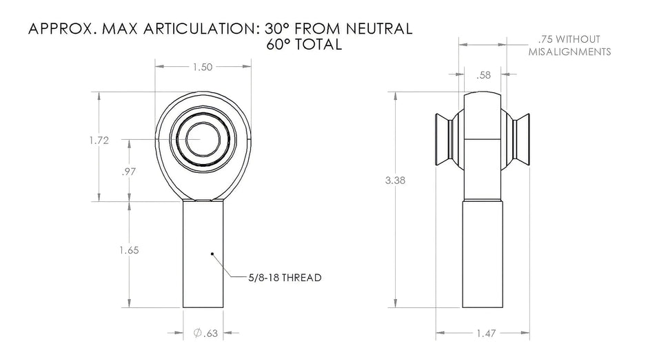5/8 Rod End Left Hand (18 TPI)