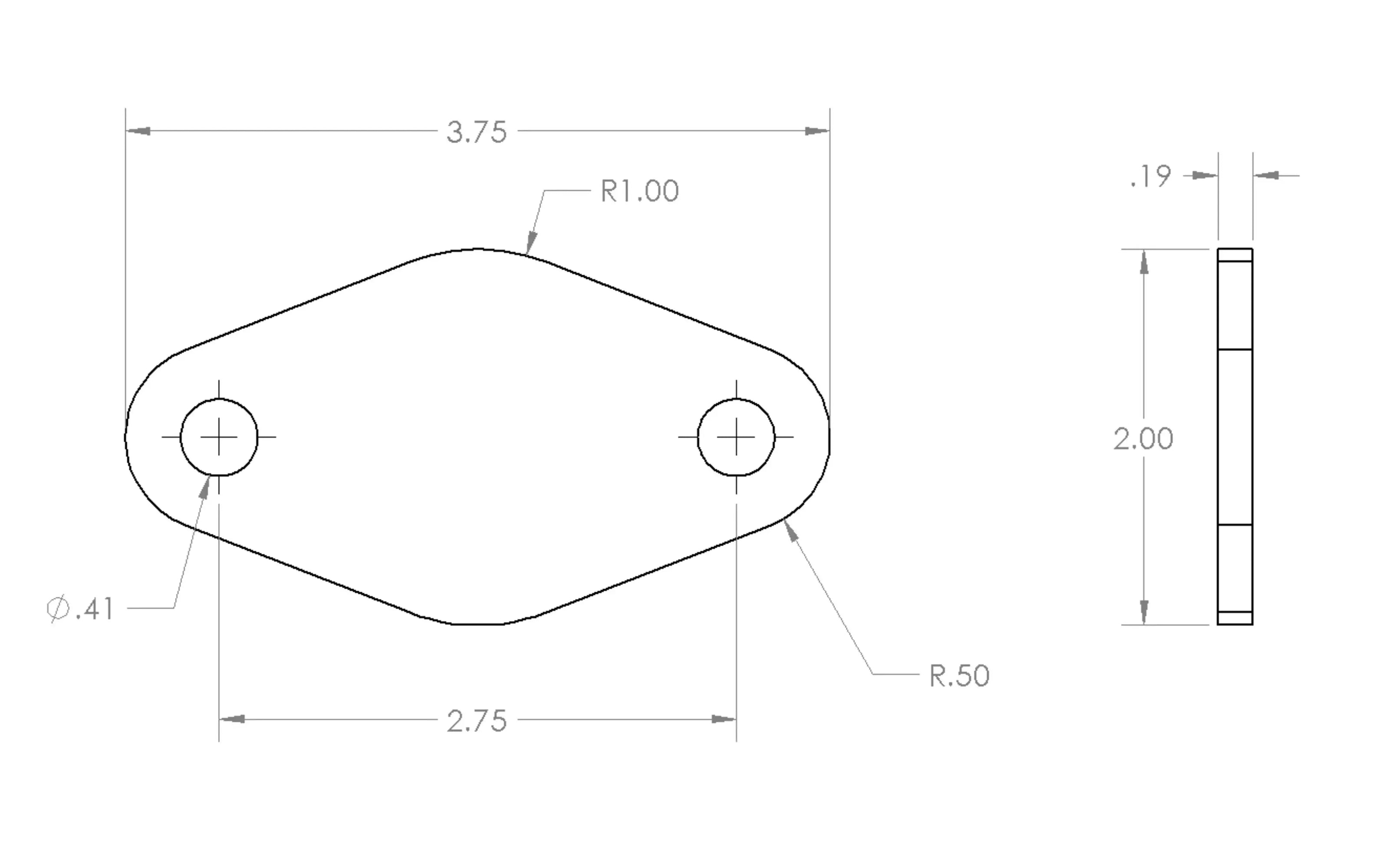 Small Oval Solid Mounting Plate