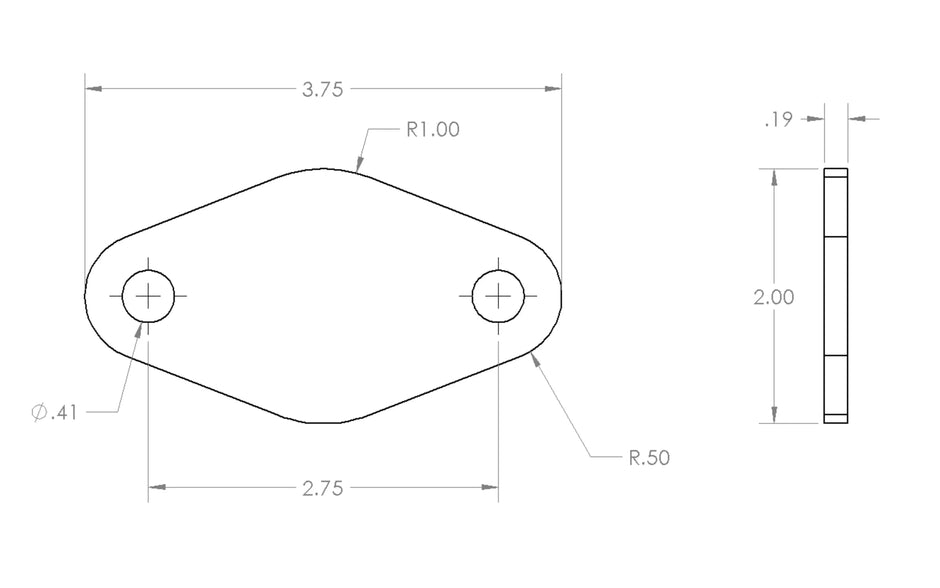 Small Oval Solid Mounting Plate