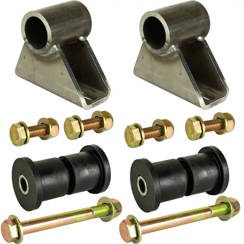An image of the individual parts for the 1 inch lift motor mount laid out against a white background.