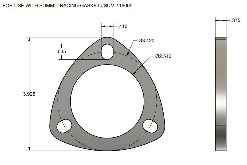 3 Bolt Exhaust Flange 2 1/2